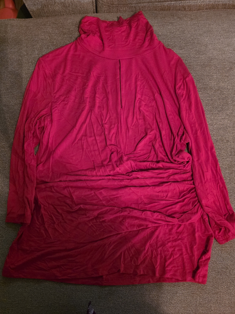Women’s Fuchsia Turtleneck Long-Sleeve Top with Front Pleat